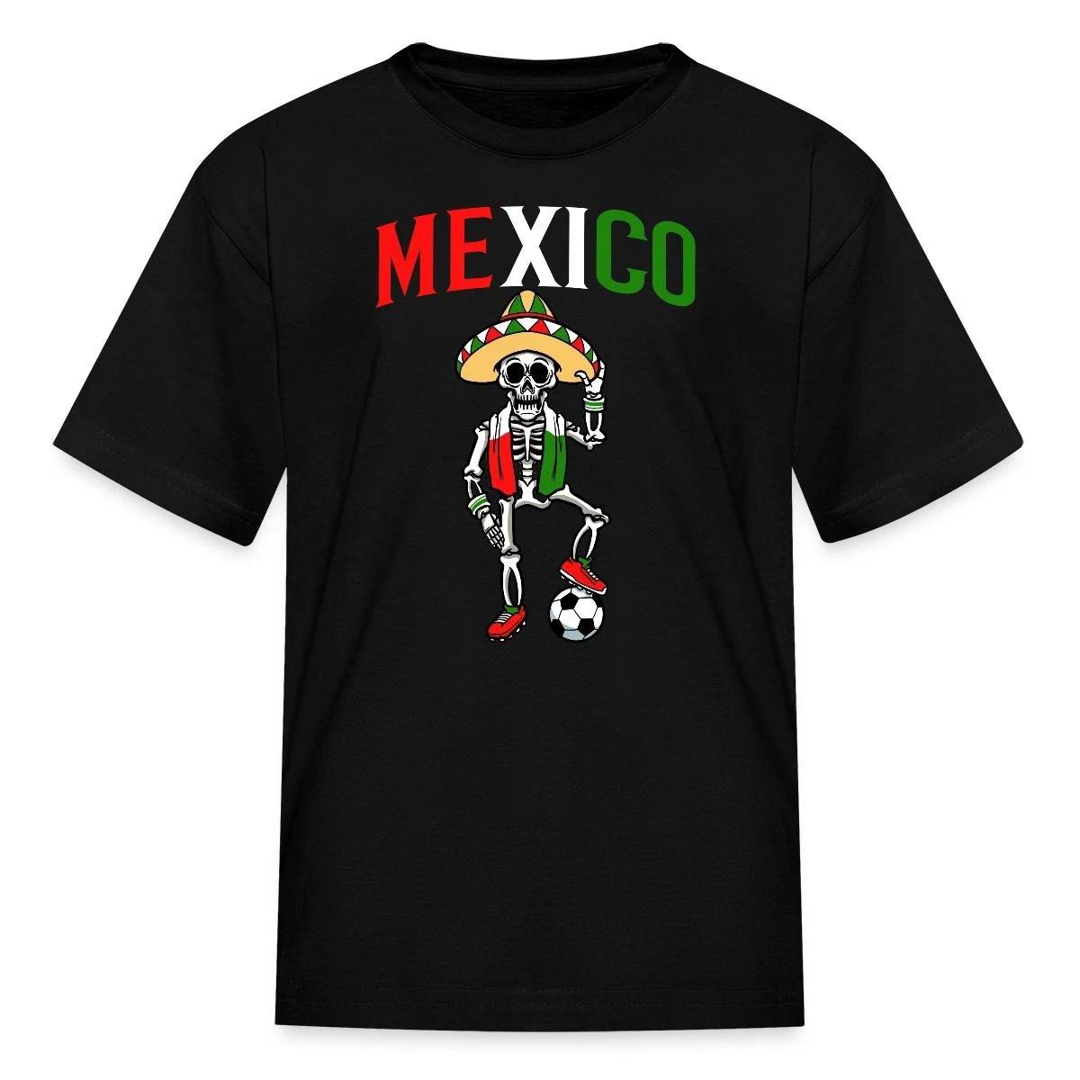Mexico Soccer Funny Skeleton Sombrero Kid s T-Shirt M
