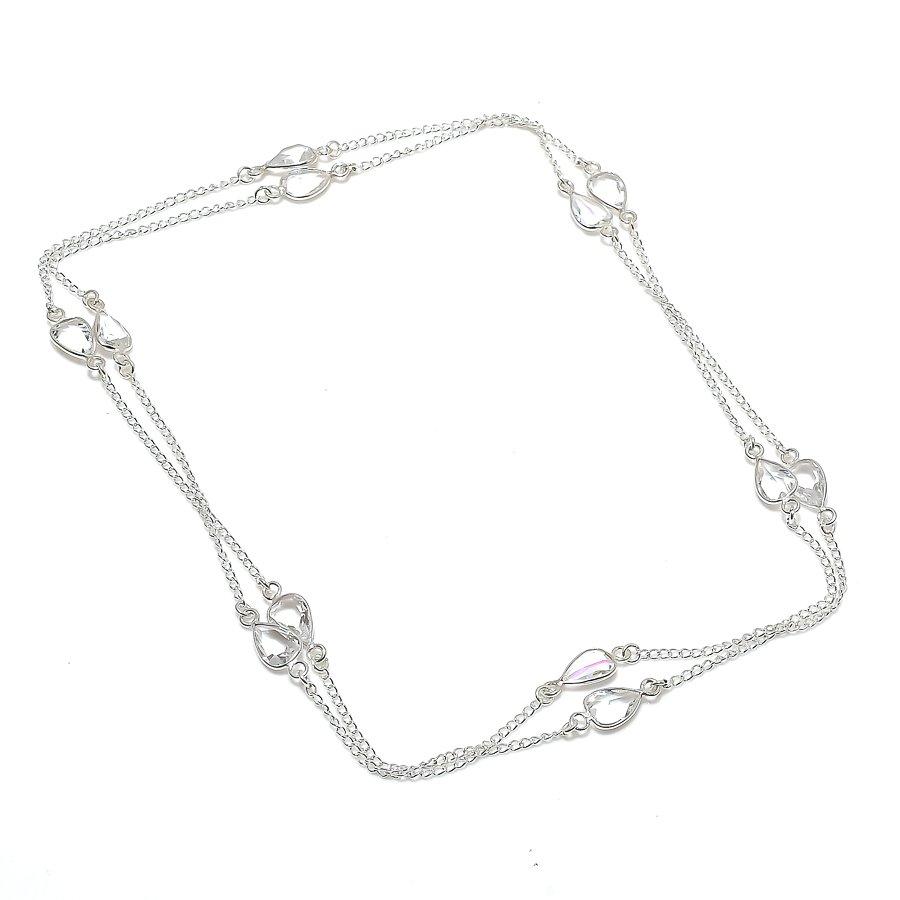 Natural White Topaz Gemstone 925 Sterling Silver Jewelry Necklace 18 ASN-6102