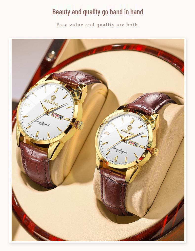 BINBOND Waterproof Couple Watches with Double Calendar - Women's Model