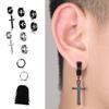 10 Pcs Cross Ear Clip Titanium Steel Men Rock Style Clip On Hoop Earrings Individually Packed Lightweight Fashionable