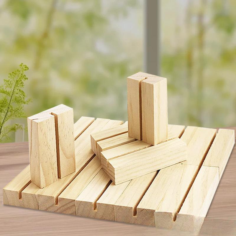 Wooden Desktop Stand For Postcards And Calendars Natural Solid Wood Base For Notes And Photos Home Office Decor