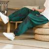 Summer New Trend Chinese Style Men's Casual Color Matching Flower Trousers Cotton and Linen Loose Low Crotch Trousers Wholesale P