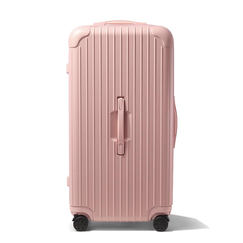 Thickened 24" PC Trolley Case: Drop-resistant, Large Capacity Suitcase with Combination Lock, Available In 26" & 30" Sizes, Leather Accent for Women.