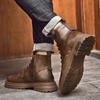 Fashion High Top Mens Sneakers Autumn Winter New Genuine Leather Boots Men Boots Platform Fashion Boots All-match Men's Fashion Boots