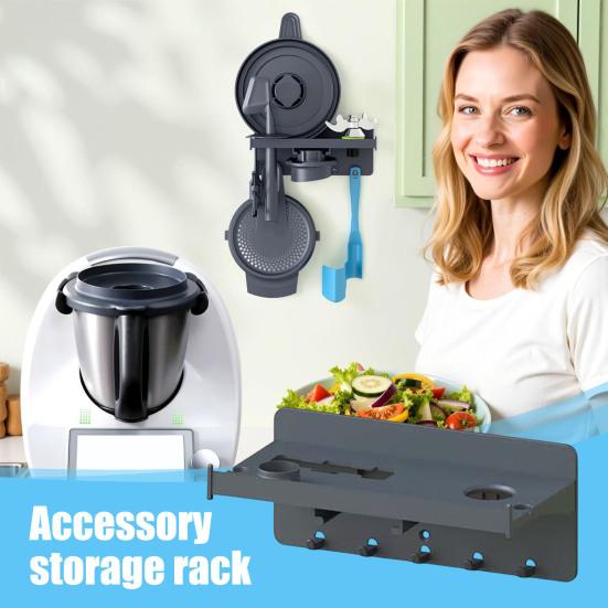 Wall Mount Holder for Thermomix TM6/TM5/TM31 Self-Adhesive Accessories Holder Kitchen Organizer for Thermomix Lid Spatula Measuring Cup