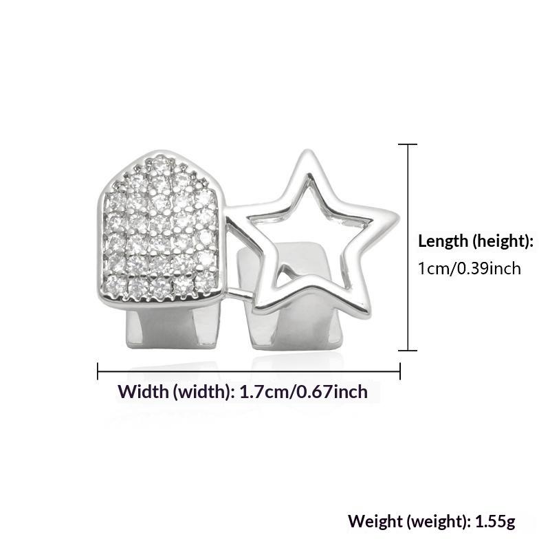 1/2Pcs Geometric Irregular Tooth Grill Dual Hollow Five Star Dental Decor for Club Night Out Styling
