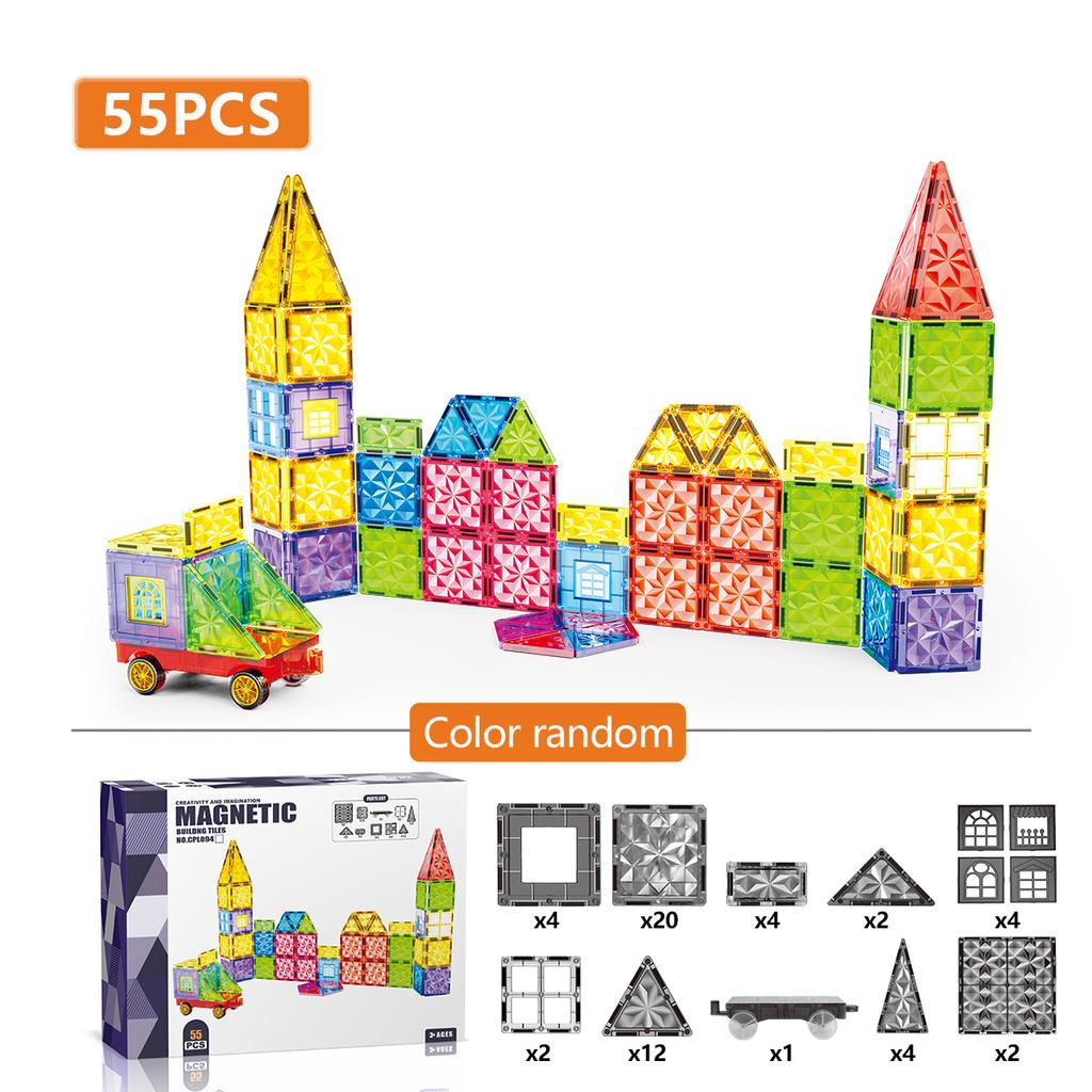 Magnetic Building Tiles Building Blocks Puzzle STEM Montessori Sensory Educational DIY Toy For 3Years+ Old Kids Boys Girls Gifts