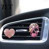 Creative Gifts for Car Owners 2 Pcs Bling Skull Heart Air Vent Clips, Rhinestone Shiny Freshener Clip Dashboard Trim Clip, Funny Head Auto Interior