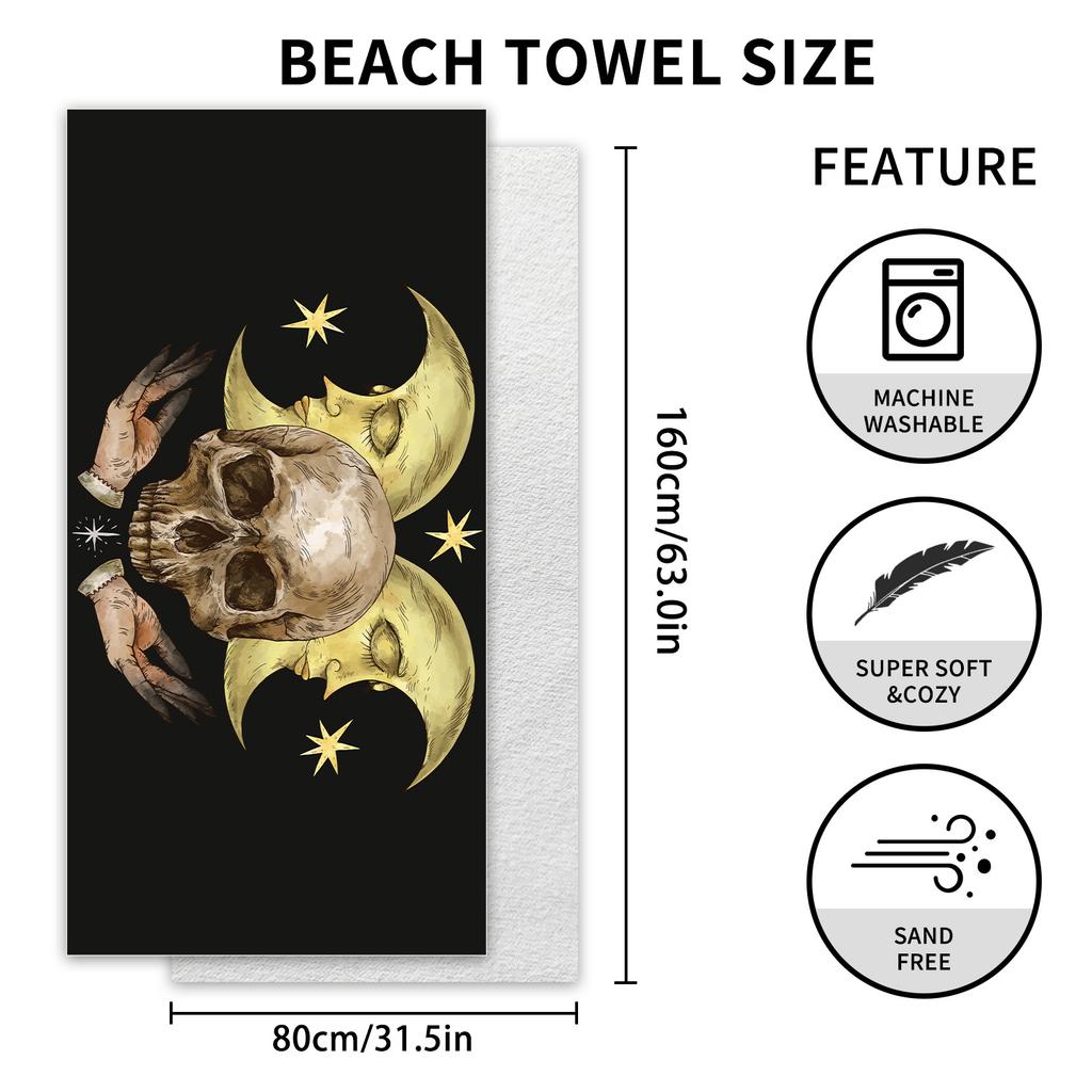 Szybkoschnący ręcznik Mocno chłonny dwustronny aksamit * ręcznik plażowy z głową czaszki Ręcznik kąpielowy z nadrukiem Ręcznik plażowy podróżny na zewnątrz