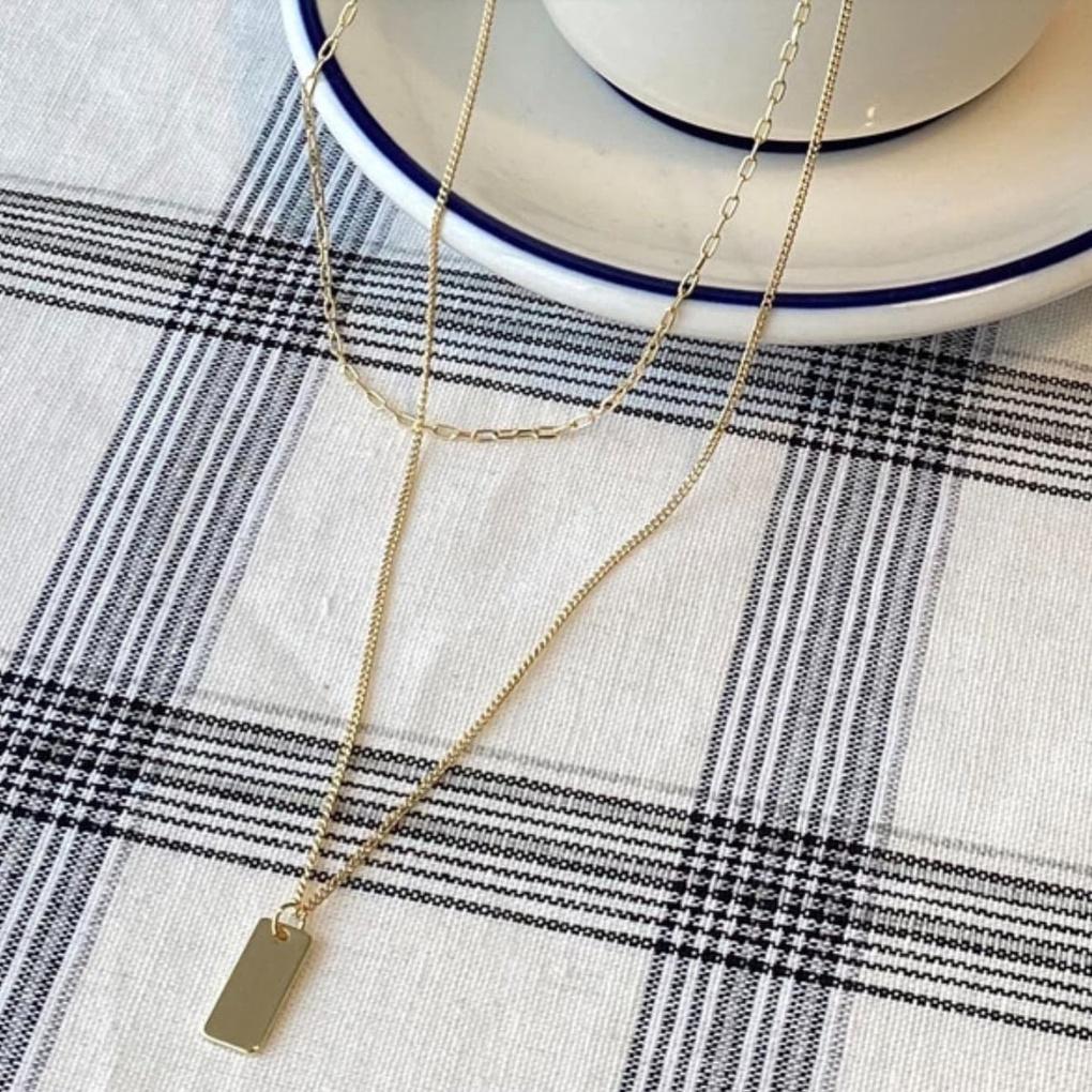 Women's Chain Necklace Layered Daily Square