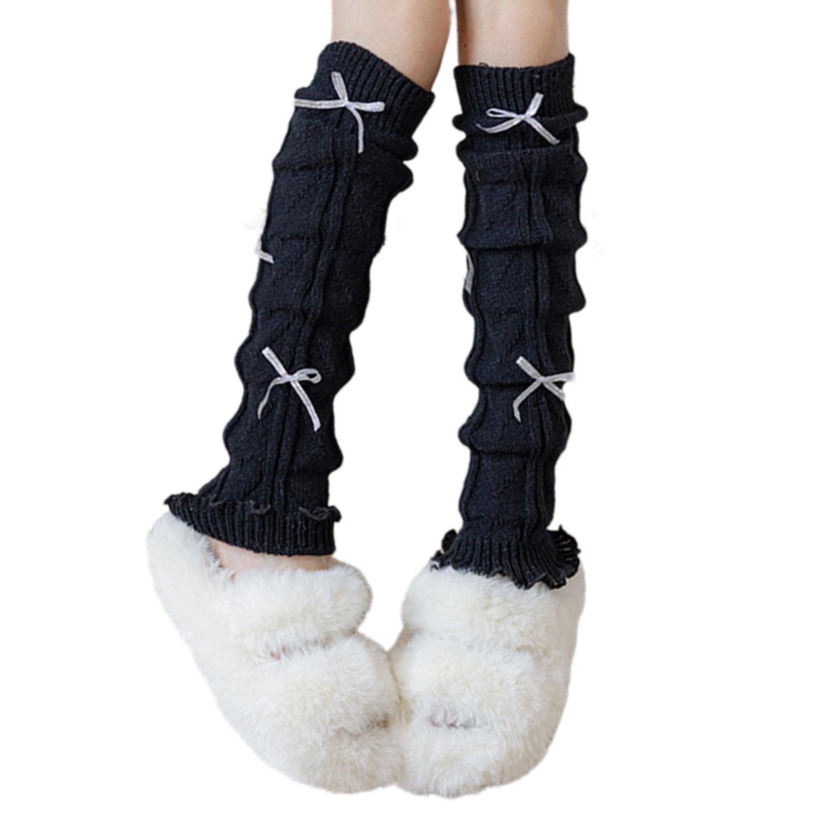 

Гетры с бантиками для маленьких девочек, носки-гольфы для платьев, зимние вязаные носки с косами для малышей, японские леггинсы A