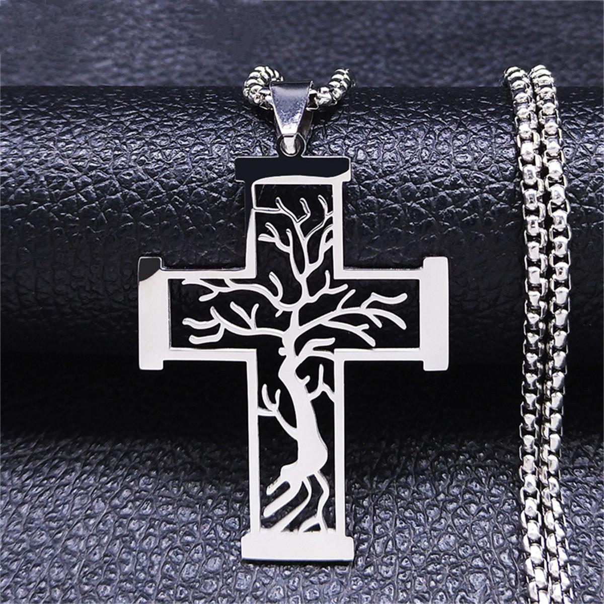 

Светящиеся украшения: Creative Hollow Hope Tree Cross Titanium Steel Pendant Retro Trend Hollow Stainless Steel Fashion Hundred серебряный