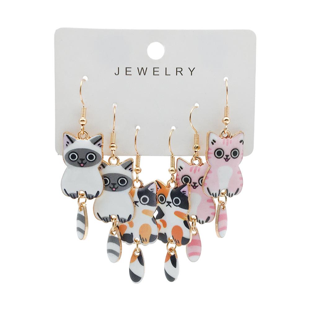 Exclusive Drip Oil Simulated Cat Earrings - Alloy Jewelry Accessories
