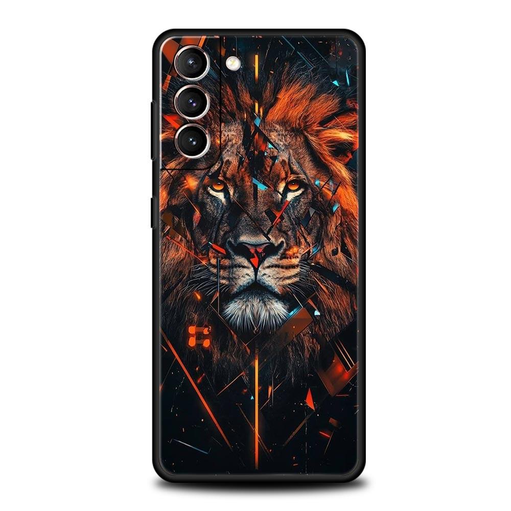 Cross Pattern Bicolor Lion Phone Case for Samsung Galaxy S26 S25 S24 S23 S22 S20 S21 FE Ultra S25Edge Plus 5G Soft TPU Cover Bag