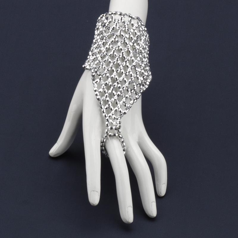 Chic European Beaded Finger Ring Bracelet for Women