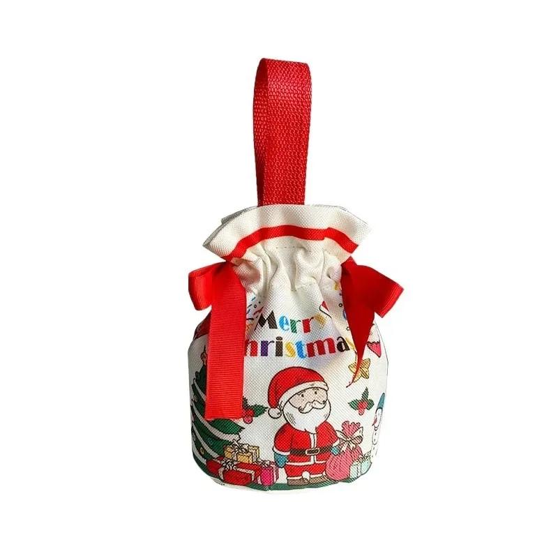 1pcs Christmas Canvas Drawstring Bags Candy Biscuits Pouchs Burlap Bracelet Jewelry Storage Bags Xmas Kids Gift Packaging Bags