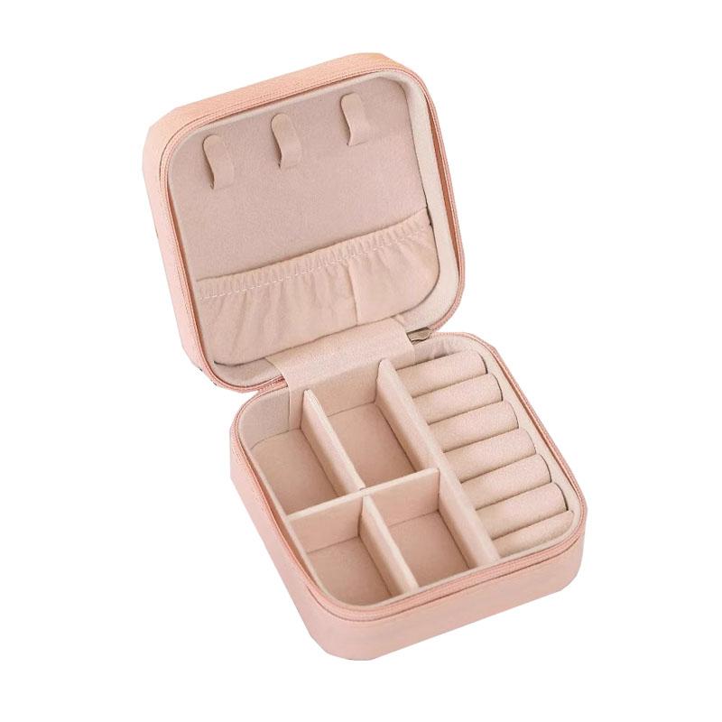 

New Single Layer Jewelry Box for Women Ladies Travel Leather Necklace Storage Box Schmuck Organizer Earring Box SSH01 розовый