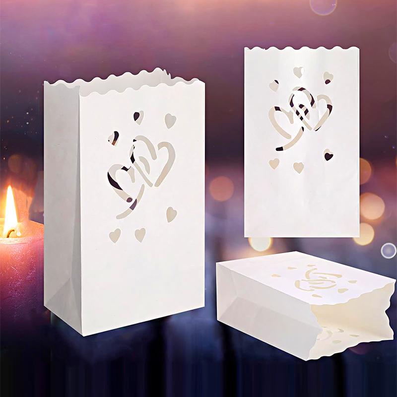 10pcs Hollow Out Halloween Fire-Retardant Candle Bags Parties White Exquisite Multiple Options Available