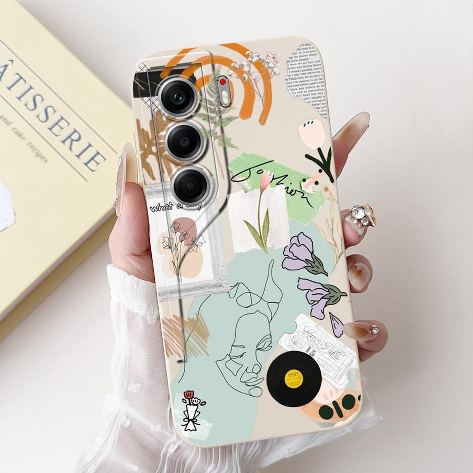 For Tecno Camon 40 Pro 4G Case CM6 Luxury Art Painted Cover Shockproof Phone Case For Tecno Camon40 Camon 40 Pro CM7 Soft Fundas