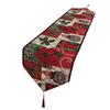 Red Christmas Table Runner Tree Santa Claus Tablecloth Flower Linen Table Cover  Christmas Eve