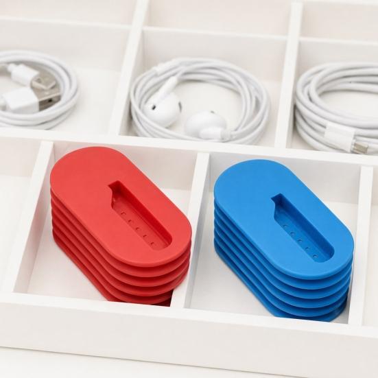 Data Cable Storage Box, with Layered Design, Compact Portable 3D Printed Cable Wrapper, for Charging Data Lines
