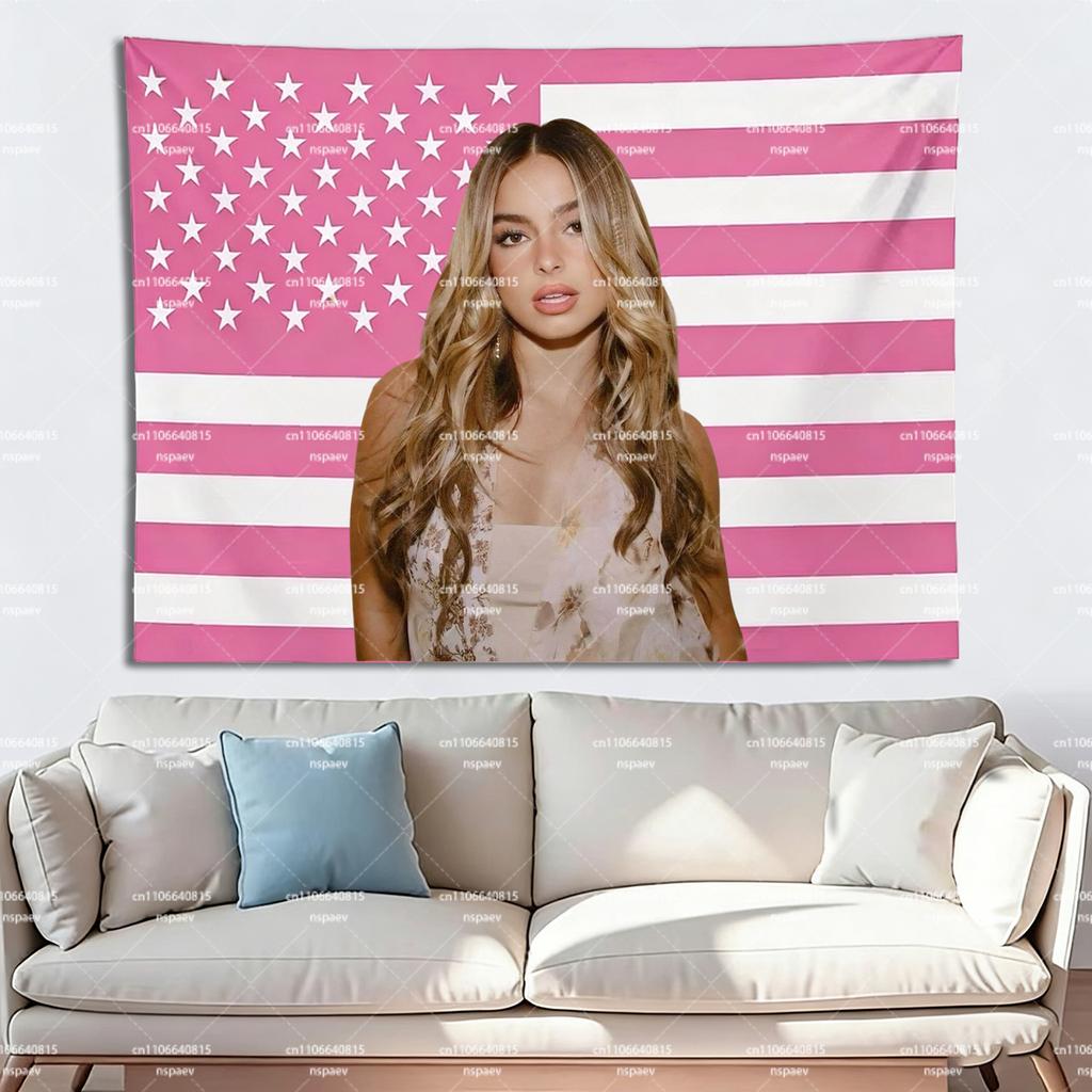 A-Addison R-Rae Pink Us Flag Tapestry, Pop Star Wall Hanging For Fan Room Bedroom Dorm Decor
