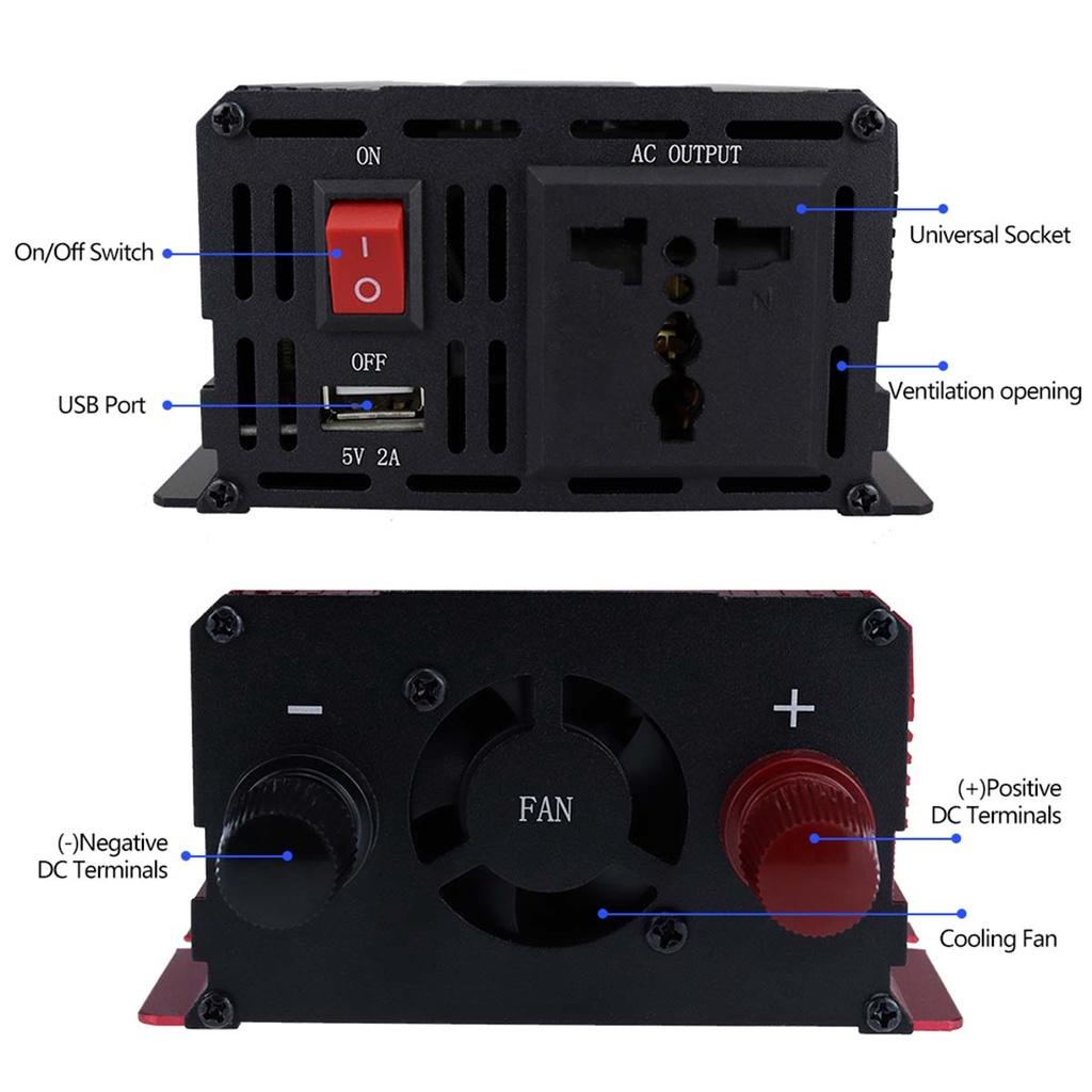 1000W LCD Display Car Power Inverter Converter Charger  USB Voltage Transformer Modified Sine Wave Inverter 20 * 9.5 * 5.5cm