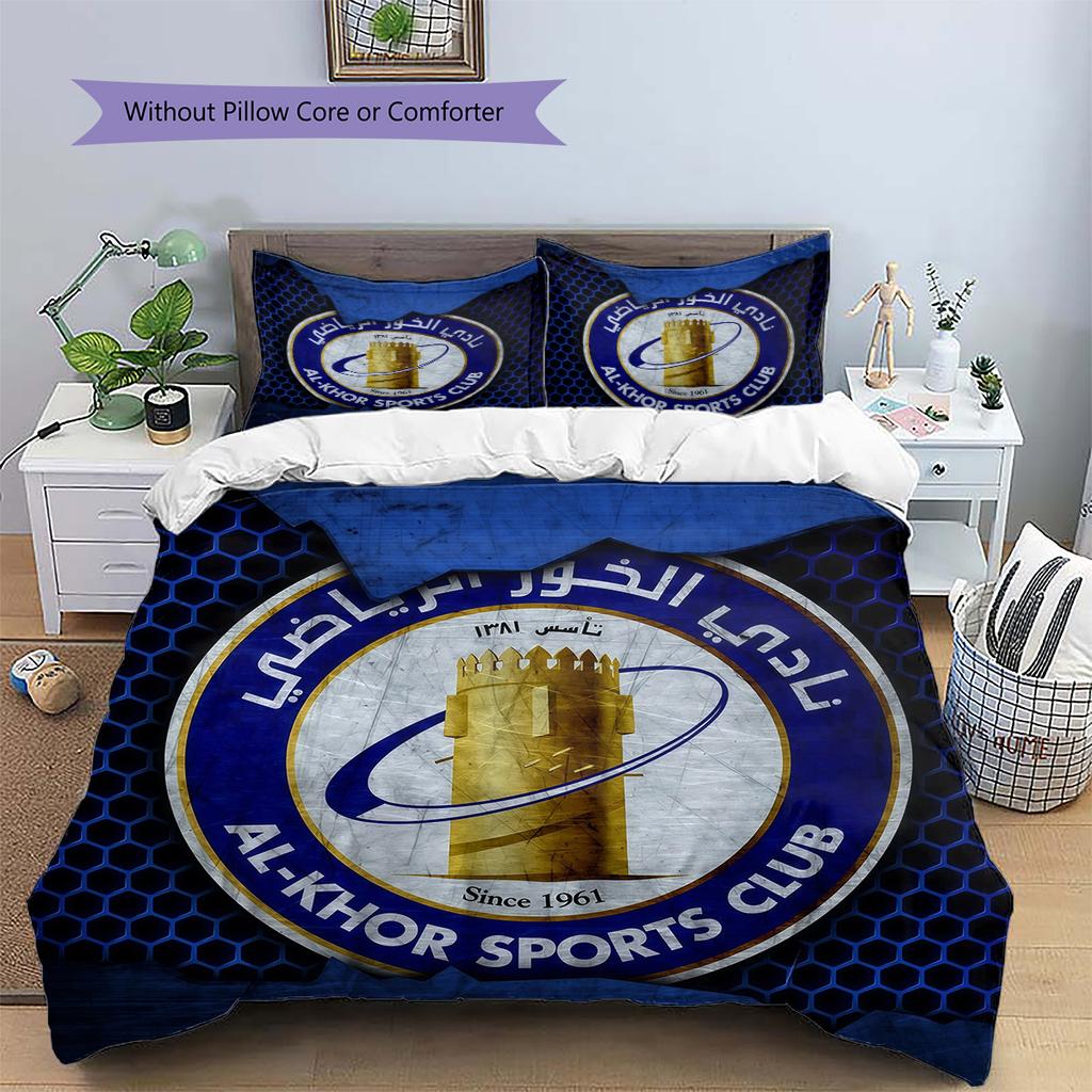 Al‑Khor Sports Club Pattern Bedding Quilt Set Home Decoration Gift (1 * duvet cover + 2 * pillowcase without core)