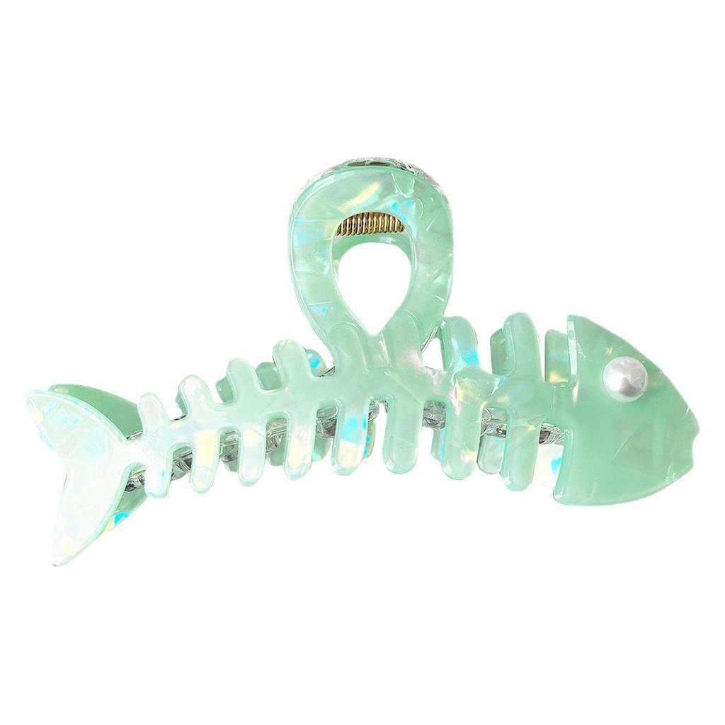 Pearlescent Girls Hair Claw Creative Fish Bone Shaped Shark Gripper For Women Trendy Hair Decor Accessories INS Style Hair Clips