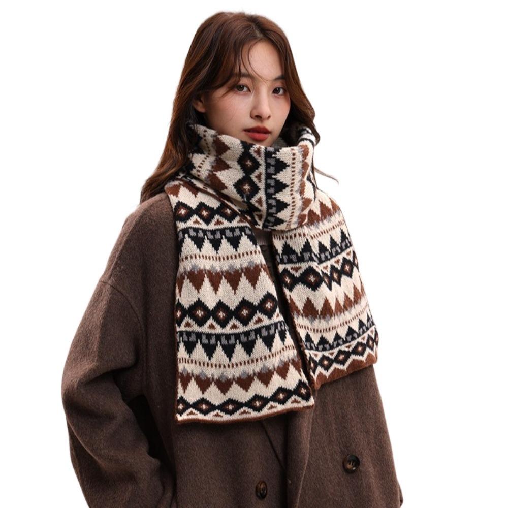Korean Style Women Scarf Jacquard Woolen Neckerchiefs Fashion Winter Knitted Scarves  Gifts