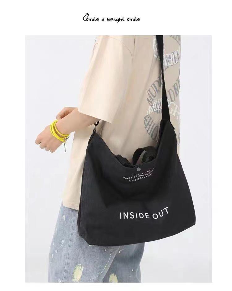 Bolso Bandolera/de Mano de Lona Unisex de Gran Capacidad para Estudiantes, Bolso de Compras o para Tutorías