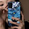 Case for Xiaomi Redmi 9T Anime Black Cat Starry Cloud Print Phone Cover Acrylic Hard Back Shell With Flexible TPU Edge