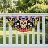 Durable Polyester Bunting Day of The Dead Skull Banner, Marigold Print Fiesta Decorative Wall Hanging Flag, Colorful Sugar Outdoor Yard Party