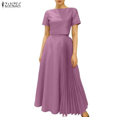 Women Short Sleeve Blouse and Long Skirt Summer Two Piece Suit Sets