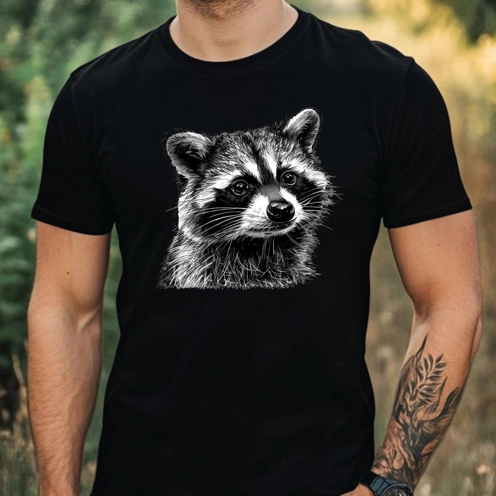 T-Shirt Herren Lustiger Waschbär Motiv Baumwolle Größe XS bis 5XL XXXXL