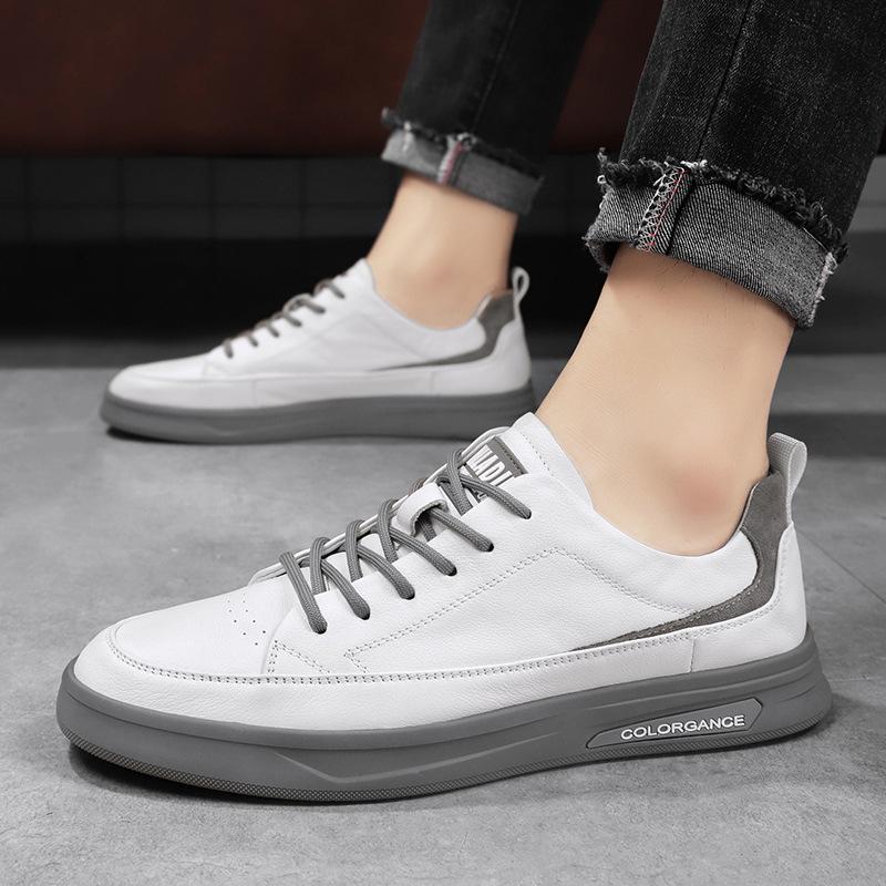 

Men s shoes 2025 new summer breathable little white trend versatile men s casual leather shoes flat shoes sports trendy shoes 39