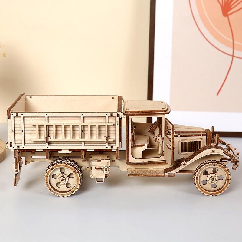 Build Your Own Truck 3D Wooden Puzzle Model Kit - A Fun and Educational DIY Gift