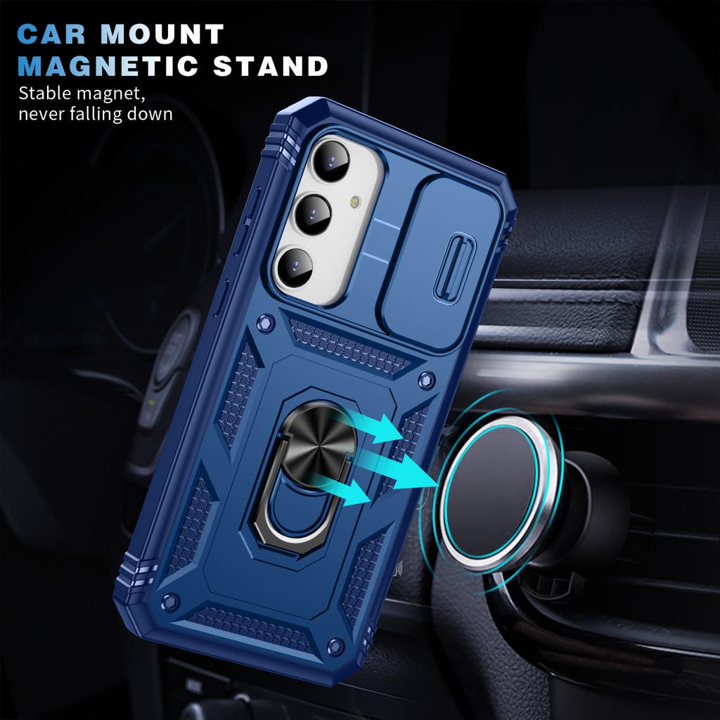 For Samsung Galaxy A35 5G Case TPU+PC Kickstand Phone Cover with Slide Lens Lid