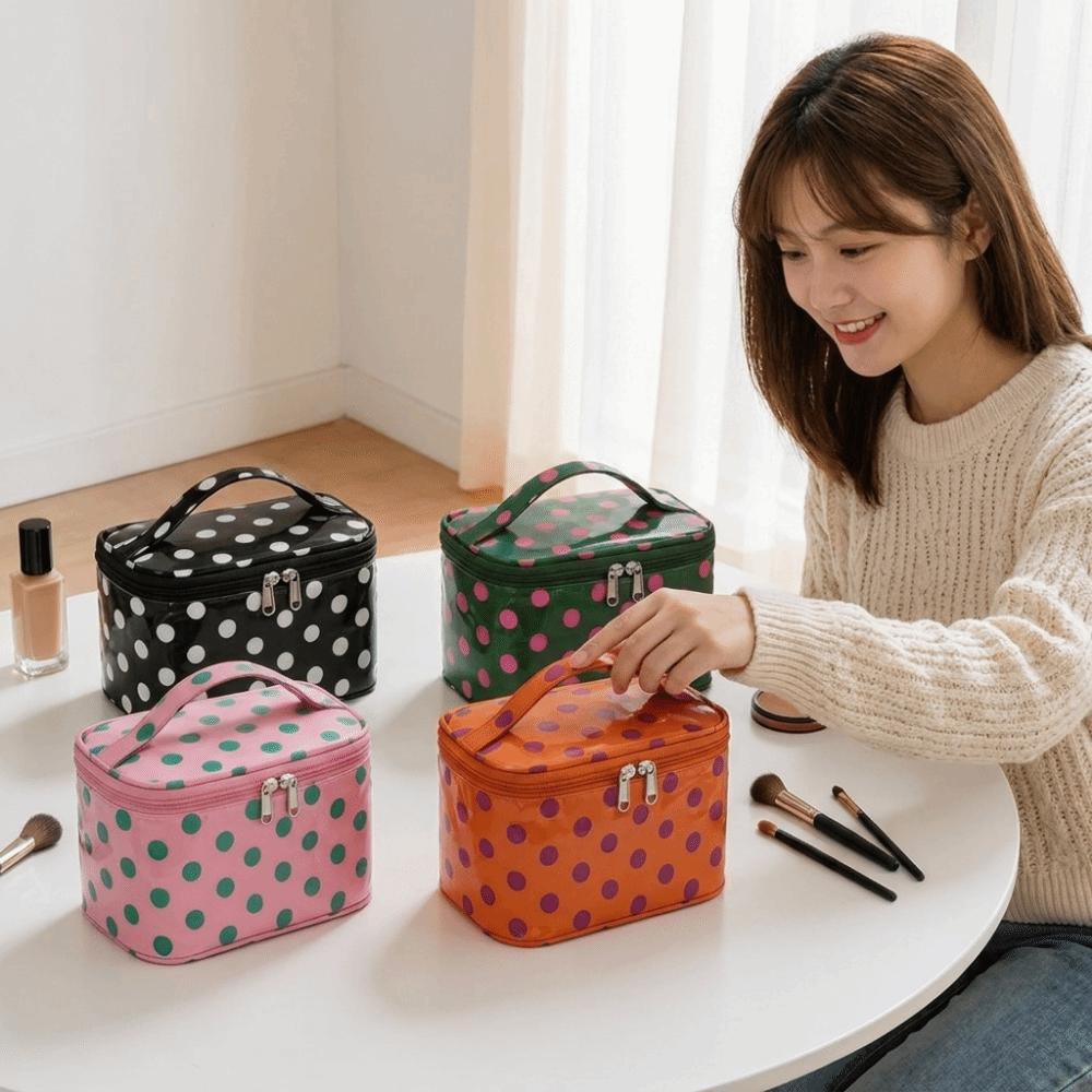 Polka Dot Cosmetic Bag PVC Make Up Organizer Polka Dot PVC Makeup Bag Business Trip