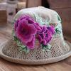 Vår og sommer etnisk vind broderi blomst sammenleggbar hatt dame strikkelue sandbøttehatt