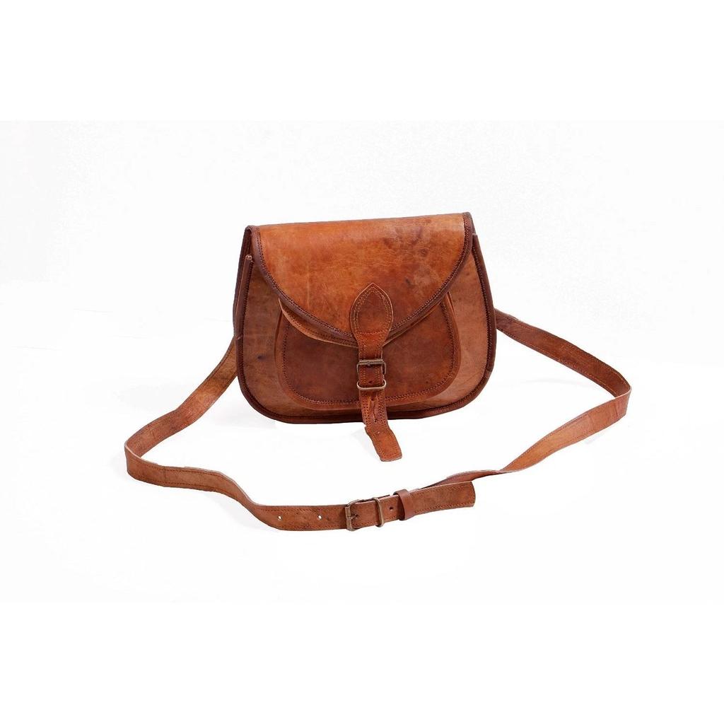 Damen Vintage Echte Braune Leder Umhängetasche Crossbody Tasche Handtasche