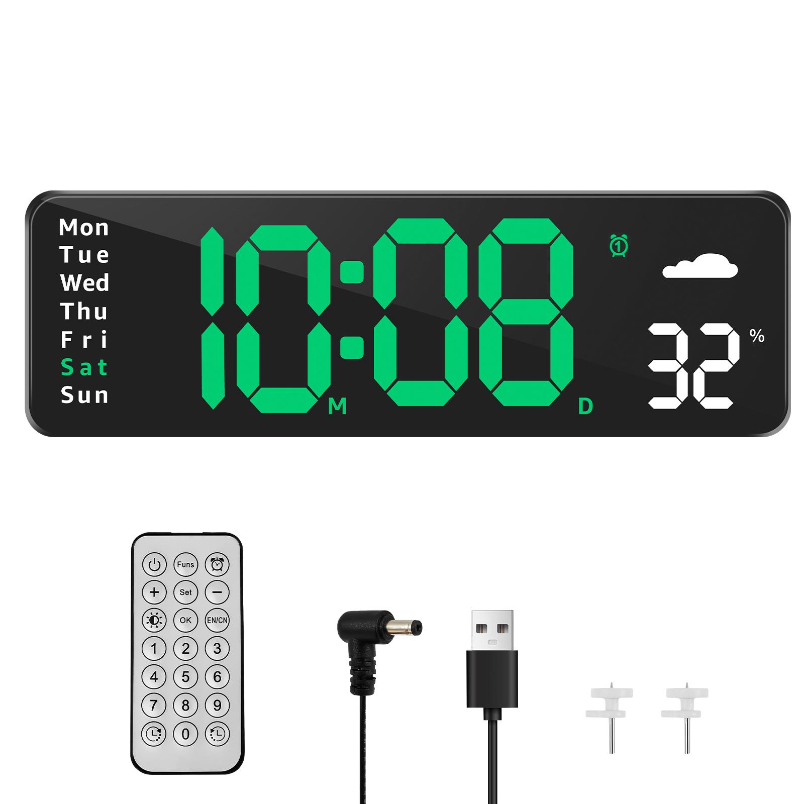 

Multi-functional Wall Clock LCD Display Clock with Weather and Temperature Display Adjustable Digital Wall Clocks for Home Decor чёрный