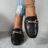 Fashion Women Slippers 2025 New Beach  Big Size Sandals Fashion Metal Lady Mules Shoes Female Designer Round Toe Slippers Slides Wome