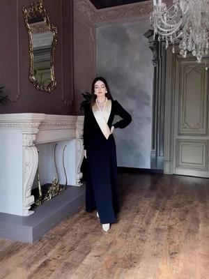 Elegantes französisches Herbst/Winter 2024 Übergrößen Schlank machendes langes Kleid für Damen