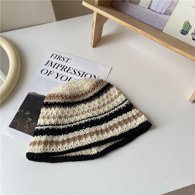 Versatile Style Hat Colored Stripes Womens Sunshade Hatscaps Fishermans