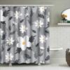 Juego de Cortina de Ducha de Flores Blancas Modernas para Decoración de Baño Tejido Impermeable Alfombrilla de Baño Revestimiento con Anillas de Gancho en Varios Tamaños