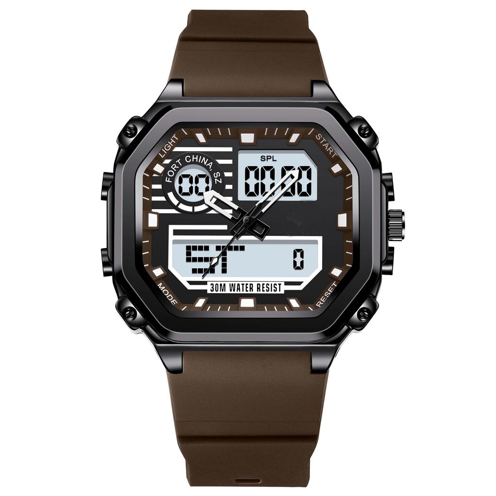 Sports LED Men Watch Waterproof Luminous Week Date Square Wristwatch Silicone Strap Electronic Quartz Watches