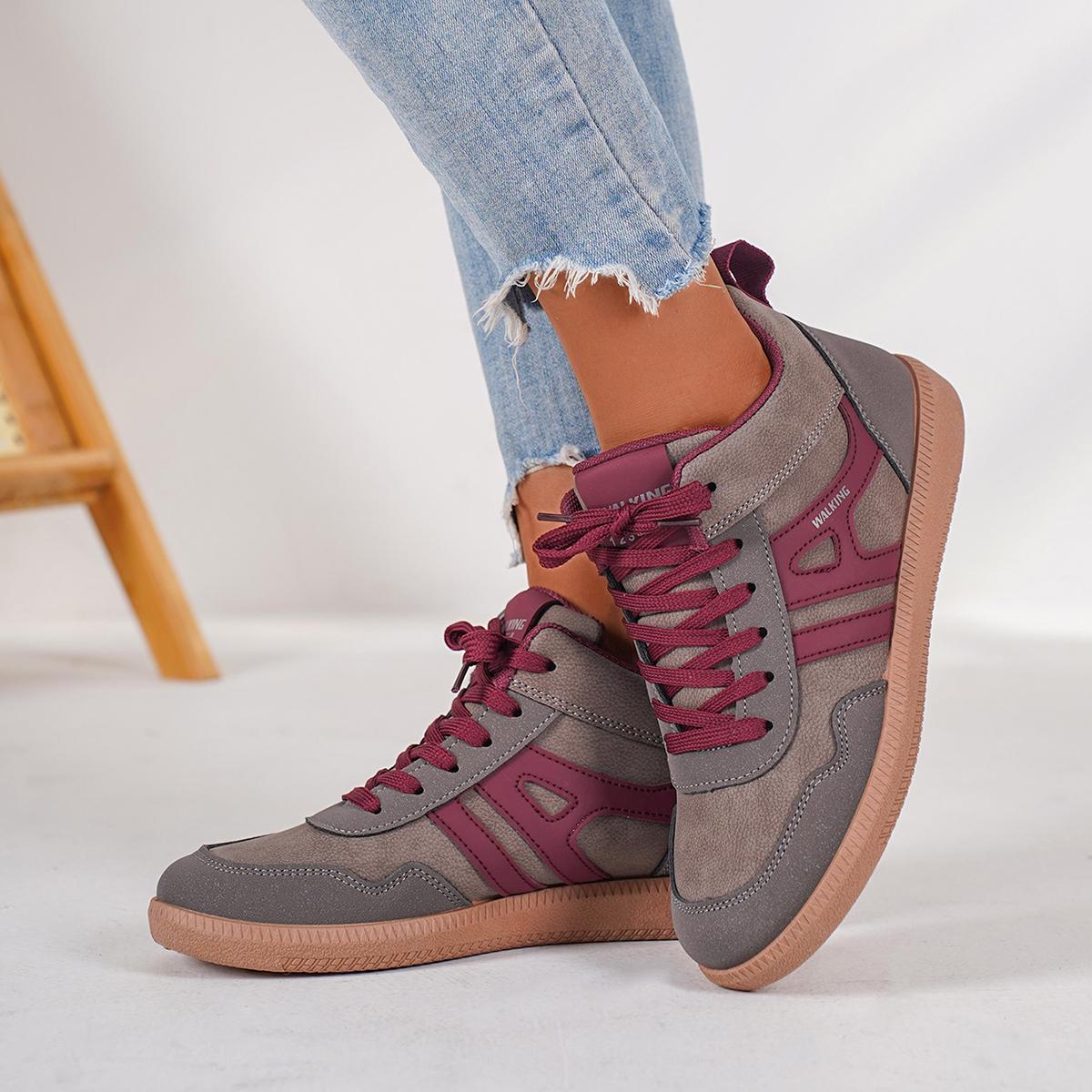 

Мода Rimocy женские высокие повседневные кроссовки нескользящие удобные туфли на плоской подошве для женщин больших размеров модная женская спортивная обувь 42 кофейный