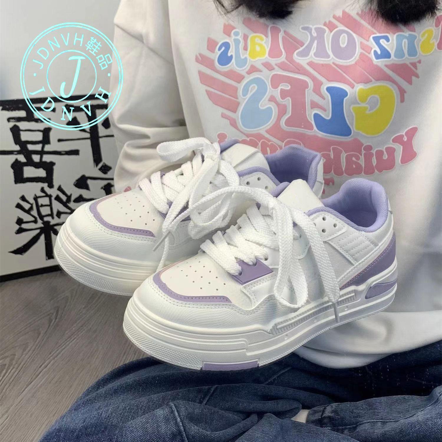 

Little white women s shoes shoes versatile breathable casual niche design thick baseplate shoes 35 фіолетовий