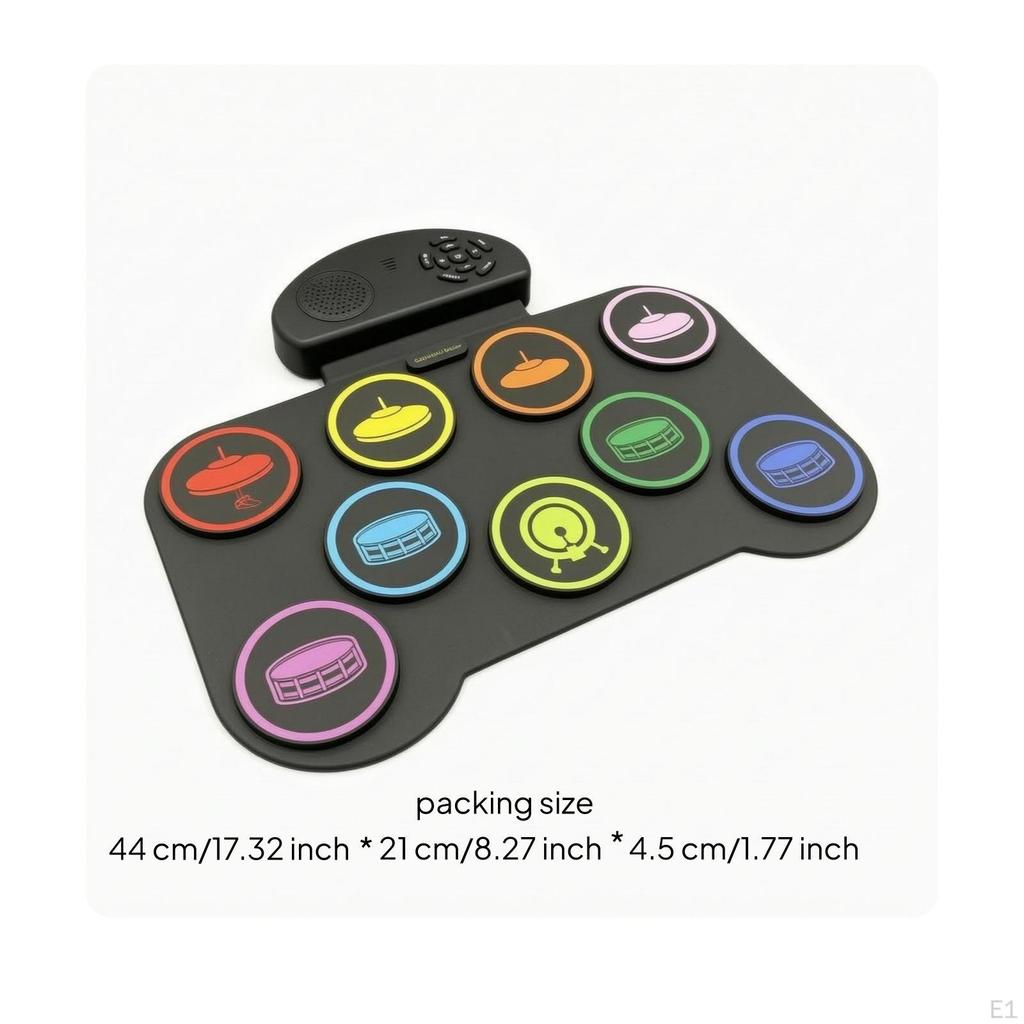 Children's Drum Pad Silicone Portable Electronic Set for Kids Colorful